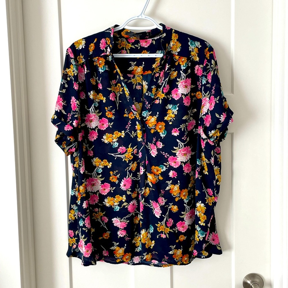 ModCloth Fun2fun Floral Button Top